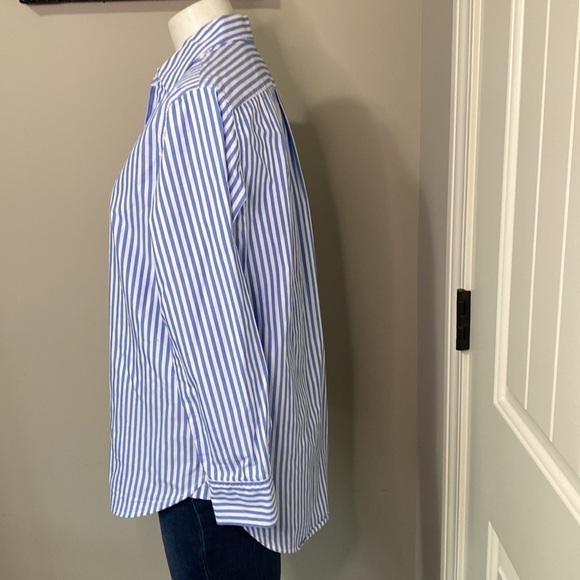 BODEN Girl Fit Blue White Striped Shirt Button Down Sz 4 - Picture 6 of 13